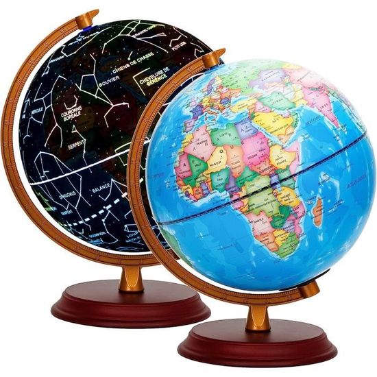 Globe jour et nuit Lumineux – Globe terrestre le jour et s'illumine avec la  carte des constellations (Français) 