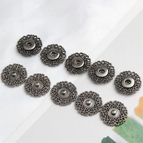 Bouton Pression 18mm Argenté Quiges - Chunk Symbole Pour Bracelet Cuir - Customisation Bijou