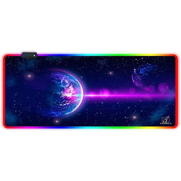 FORRICA Gaming Tapis de Souris RGB 900x400x4 mm XXL Grand Tapis de Souris de Jeu Imperméable Antidérapant Jeux Mouse Pad pour Ordinateur Bureau Gamer Violet 