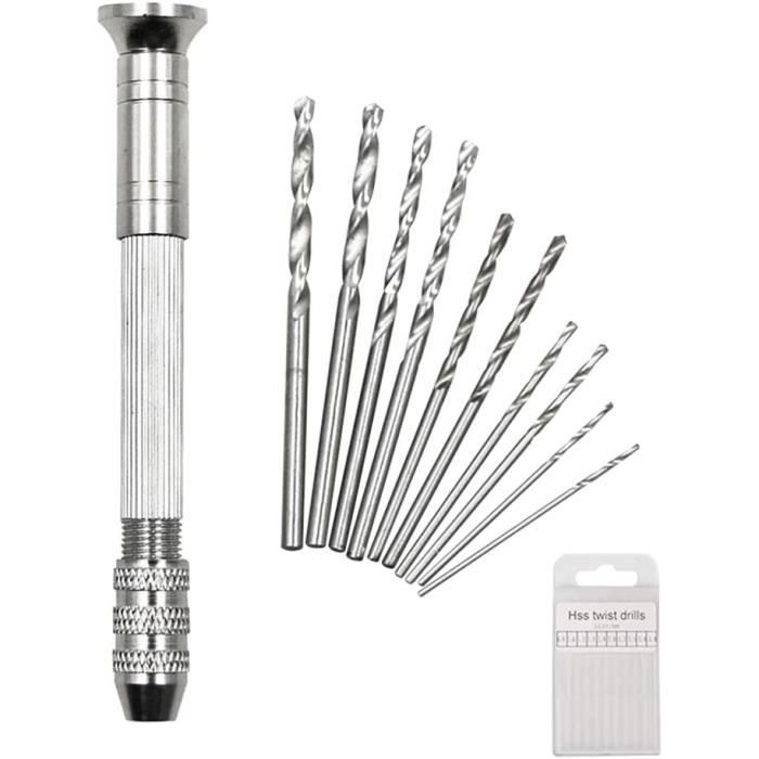 11pcs Set Mini Perceuse Modelisme 9cm Perceuse Manuelle avec 0.8-3 mm ...