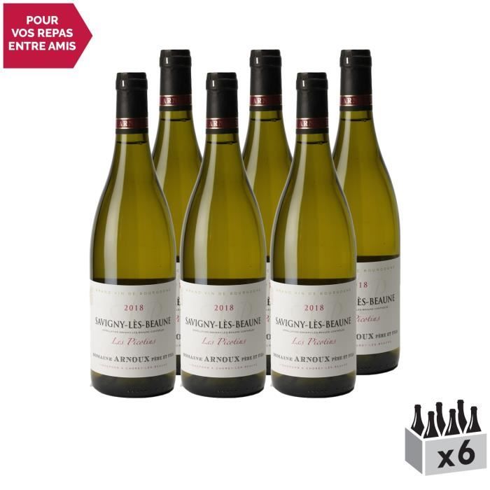 Savigny-lès-Beaune Les Picotins Blanc 2018 - Lot de 6x75cl - Domaine Arnoux Père et Fils - Vin AOC Blanc de Bourgogne - Cépage