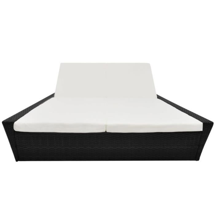 Magnifique Lit double d'exterieur Rotin synthetique Noir