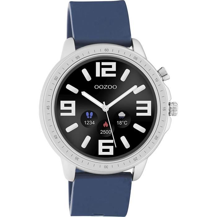 Oozoo Montre connectée un xe 45 mm avec bracelet en silicone 20 mm pour homme et femme - Montre de fitness avec podomètre - Mont393