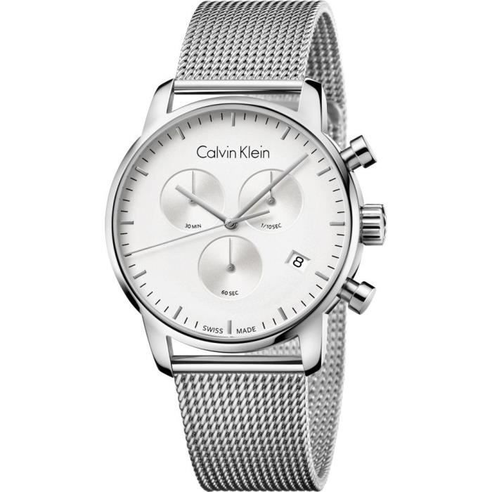 Calvin Klein City Chrono K2G27126 Chronographe pour homme Fabriqué en Suisse