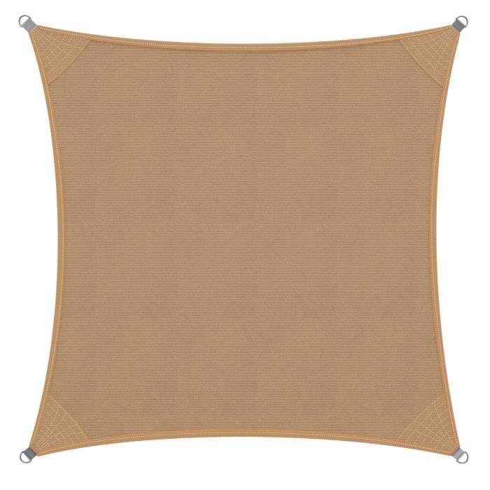 Voile d'ombrage Auvent PEHD Carré 3x3m Sable Jardin balcon terrasse pare-soleil