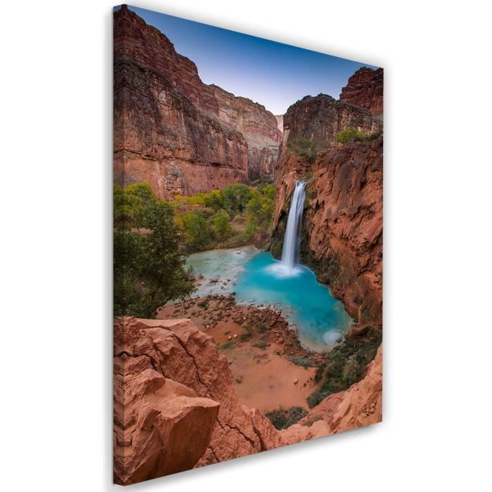 Tableau sur toile Image Art déco Cadre mural Canevas Cascade Azur Rochers 80x120