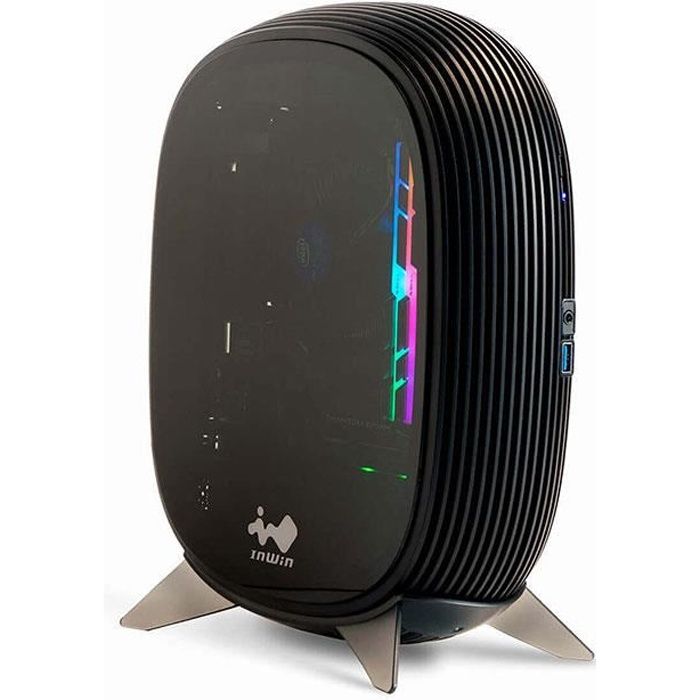 IN WIN B1 Noir - Boîtier Mini Tour mini-ITX avec alimentation 200W 80Plus Or et fenêtre en verre trempé ( Catégorie : Boîtier PC )