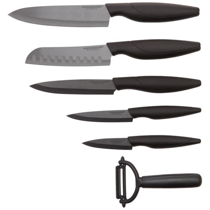 LE COUTEAU DU CHEF 447990 Coffret de 6 Couteaux Lame Céramique Noir