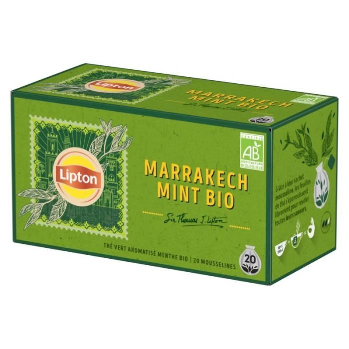 LIPTON Thé vert menthe Marrakech Bio - 20x 34 g