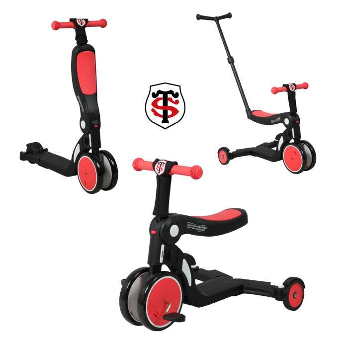 Looping SCOOTIZZ x STADE TOULOUSAIN - Tricycle Bébé évolutif 5 en 1, Draisienne, Trottinette Enfant