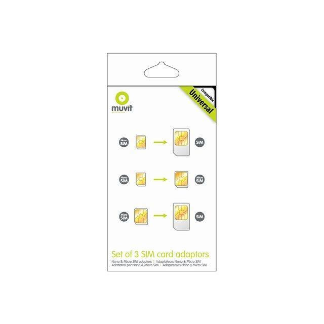 Muvit universel sim adaptateur pack de 3 pour nano