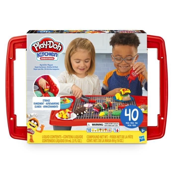 PLAY-DOH - Kitchen Creations - Super barbecue - gril jouet pour enfants avec 40 pièces - atoxique et 10 couleurs