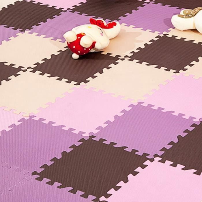 20 pcs Dalle EVA mousse Tapis de sol Tapis GYM Tapis de chambre Tapis anti-choc protection bébé tapis - 30*30cm café+violet