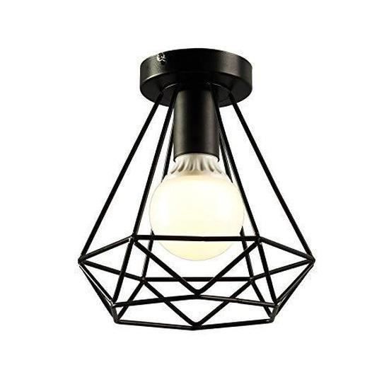 Plafonnier Industrielle en Métal Fer Cage Diamant Retro Lustre suspension luminaire pour couloir,entrée,allée, porche, chambre