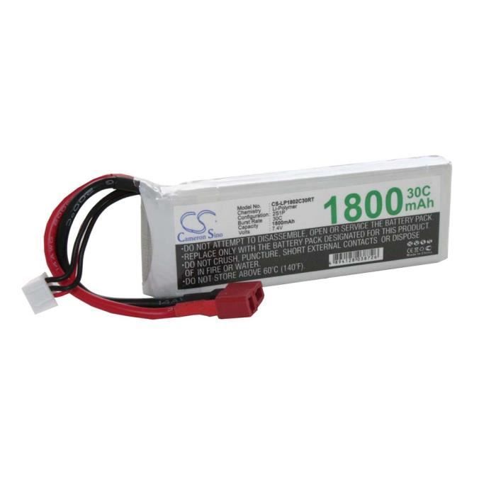 Batteries Li-Polymer LiPo 1800mAh 7.4V pour modélisme RC - divers modèles réduits : voitures de course, hélicoptères, avions, bat…