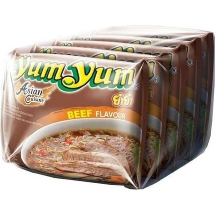 YUM Nouilles instantanées nouilles bœuf YUM YUM le lot de de 5 sachets de 60g