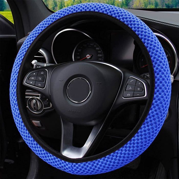Couvre Volant Voiture Universel QWORK 37-38cm - Housse Antidérapante Avec Aiguille Et Fil