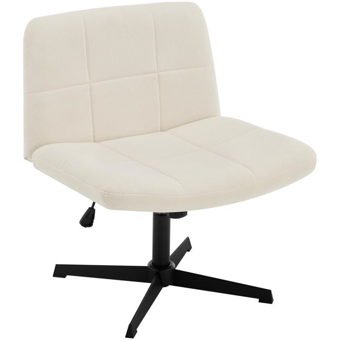 woltu chaise de bureau pivotante,chaise relax en velours côtelé,assise large,fonction de bascule,hauteur réglable,crème w0att0524