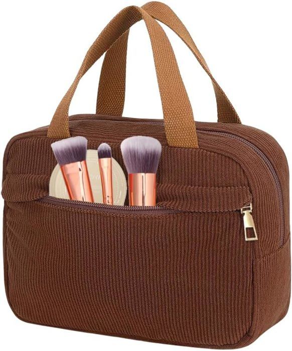 Narwey Trousse De Toilette Grande Femme - Sac Maquillage Voyage Noir Résistant à L'Eau Avec Fermetures Métal