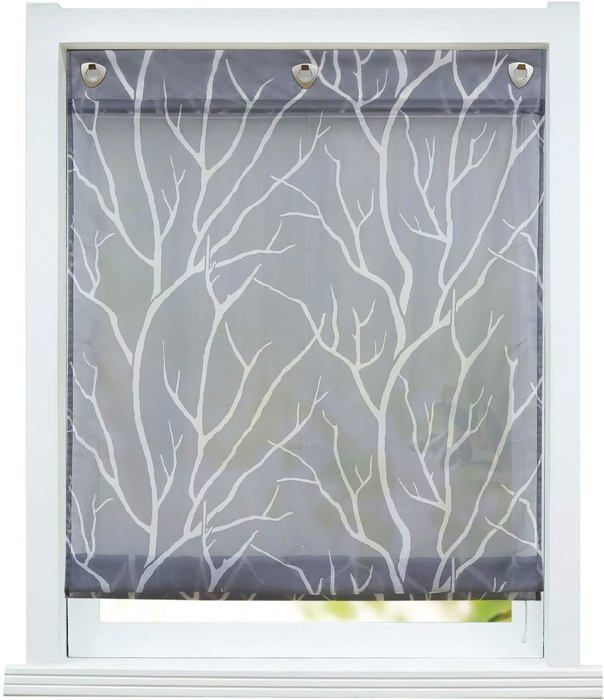 Store Romain Sans Perçage ESLIR Transparent Dégradé Bleu 80 X 130 Cm - Rideau Moderne Avec Crochets