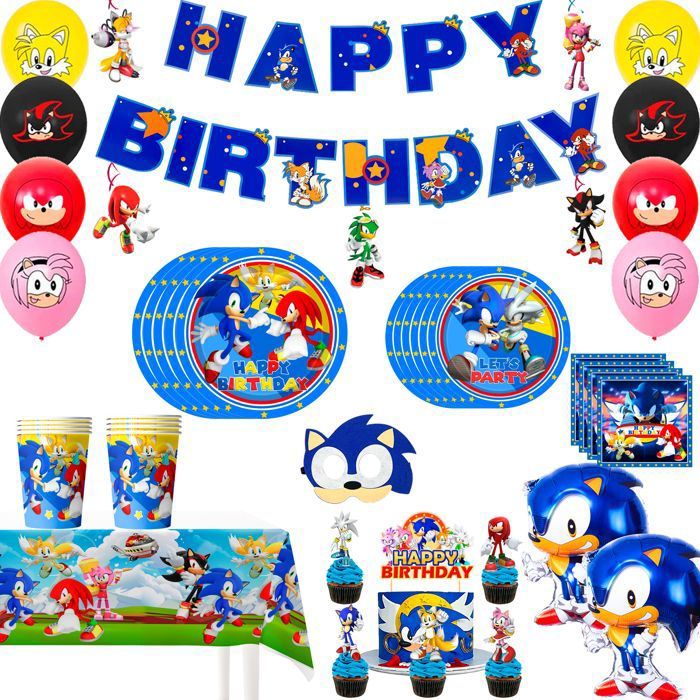 Decoration Anniversaire Sonic The Hedgehog Ensemble De Vaisselle De Fête Décoration de Fête Danniversaire Decoration De Table