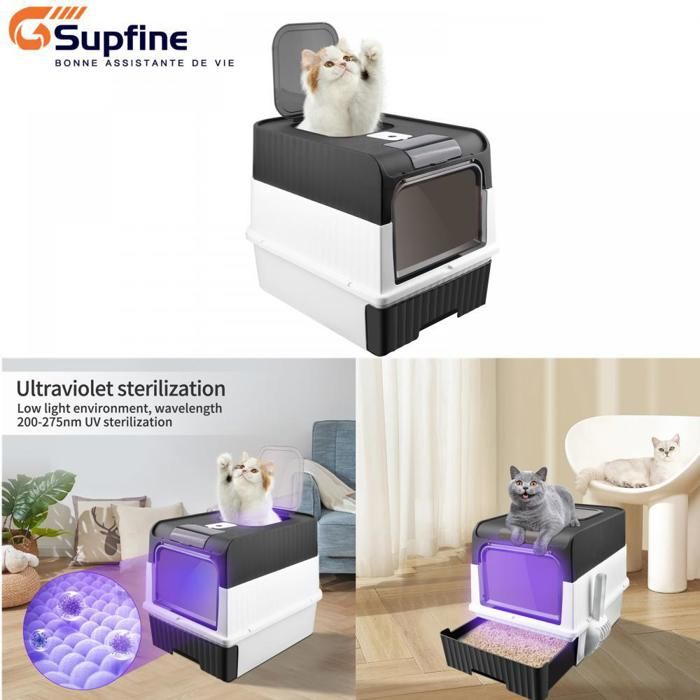 Meilleurs prix pour SUPFINE Bac à litière - Corbeille maison de toilette pour chat, stérilisation UV, désinfection et stérilisation complète