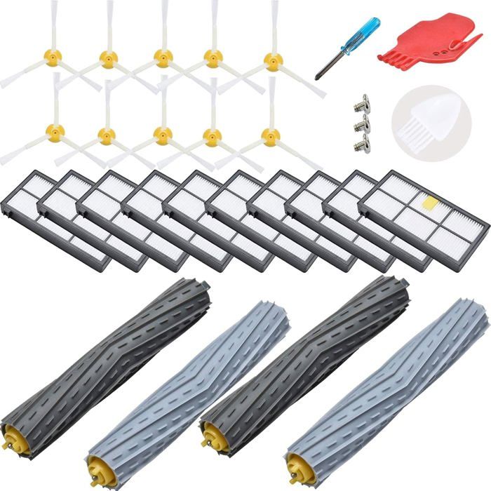 Kit 2 Spazzole A Rullo Compatibili IRobot Roomba Serie 800 E 900 – Gomma Multi-superficie, Facile Da Sostituire