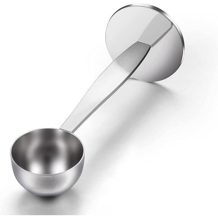 Cuillère à Café 2 en 1 - Inox - Mesure 15 ml - Tamper - Durable et Facile à Nettoyer