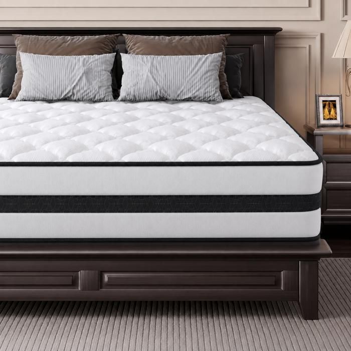 Matelas 140x190 épaisseur 28 cm ressorts et mousse à mémoire de forme ferme mais souple durable et antibactérien