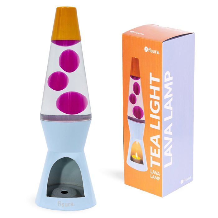 Fisura Lampe à lave sans électricité 29 x 9 cm – multicolore (orange rose bleu) à bougie style vintage