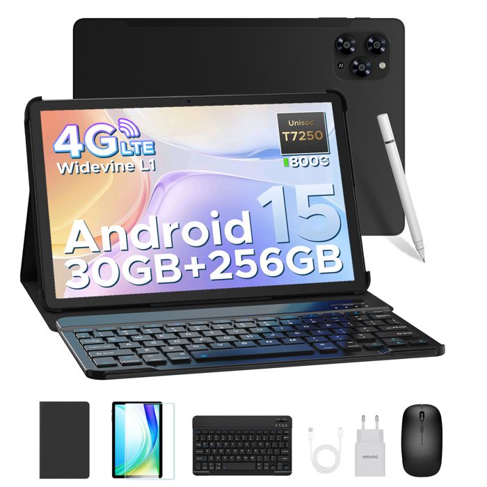 DOOGEE TAB G6 Tablette Tactile Avec clavier et stylet 11 Android 15 30Go+256Go 8000mAh13 MP/Face ID WIFI/Dual SIM Tablet – Noir