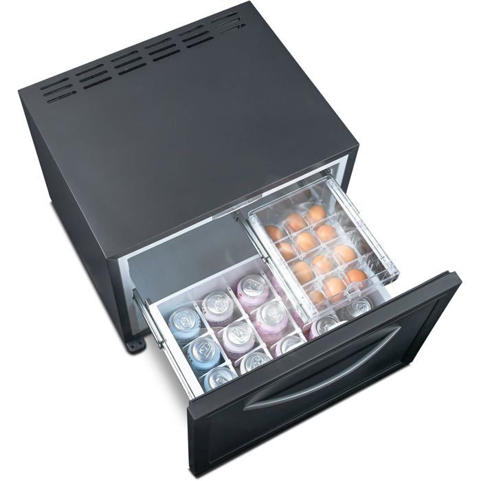Réfrigérateur à Tiroir-50L-Mini Frigo Encastrable-12V/220V-avec LED et Contrôle Mécanique-pour Ca