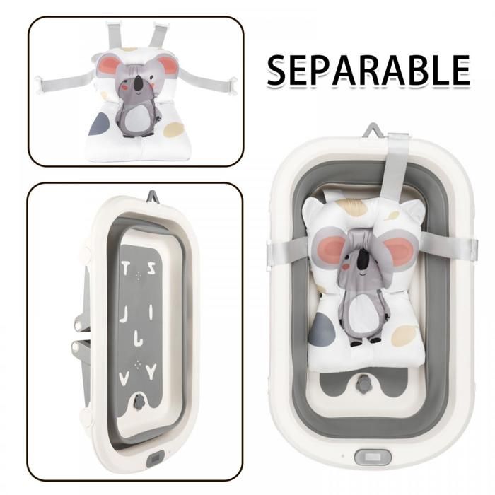 Baignoire Bébé Pliable Avec Coussin Antidérapant Et Thermomètre - Portable Pour Voyage Et Douche