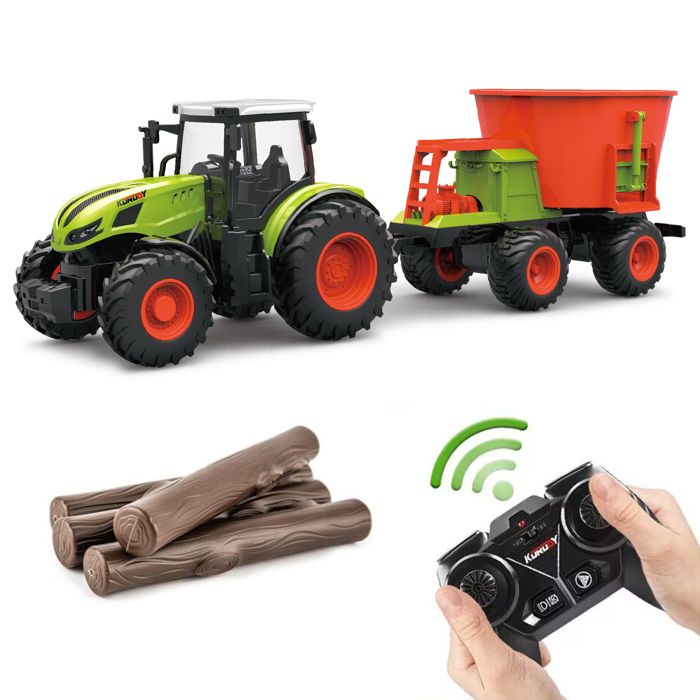 4x4 Télécommandée Tout Terrain Mostop Camion Semi-Remorque Télécommandé 1/24 - 22,5 Pouces Avec 8 Voitures - 2 Batteries - Enfants 5+ Ans Camion Remorque 22 Pouces