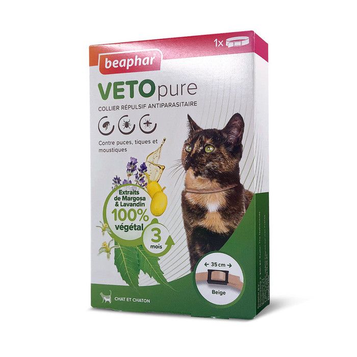 Meilleurs prix pour BEAPHAR – VETOPURE – Collier Répulsif Antiparasitaire pour Chat et Chaton – Collier Beige de 35cm