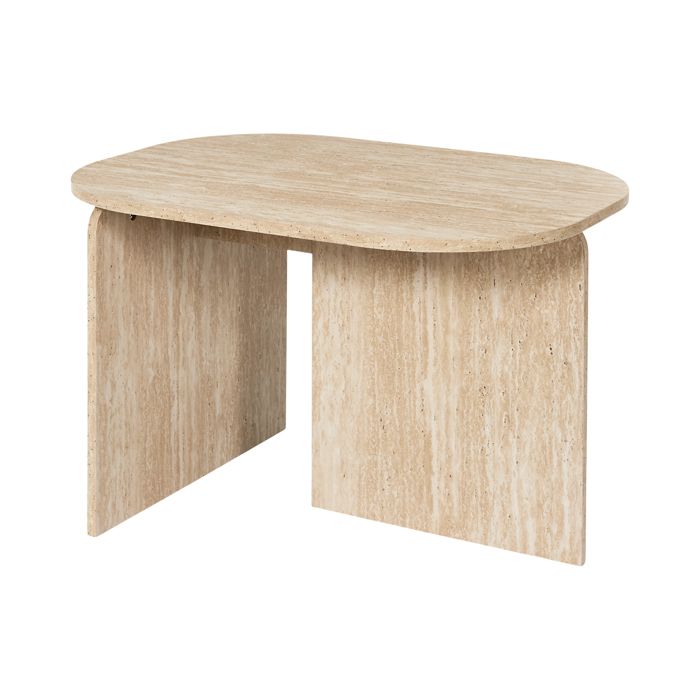 Table Basse - Home Deco Factory - Pietra - Effet Pierre Travertin - Blanc Et Beige