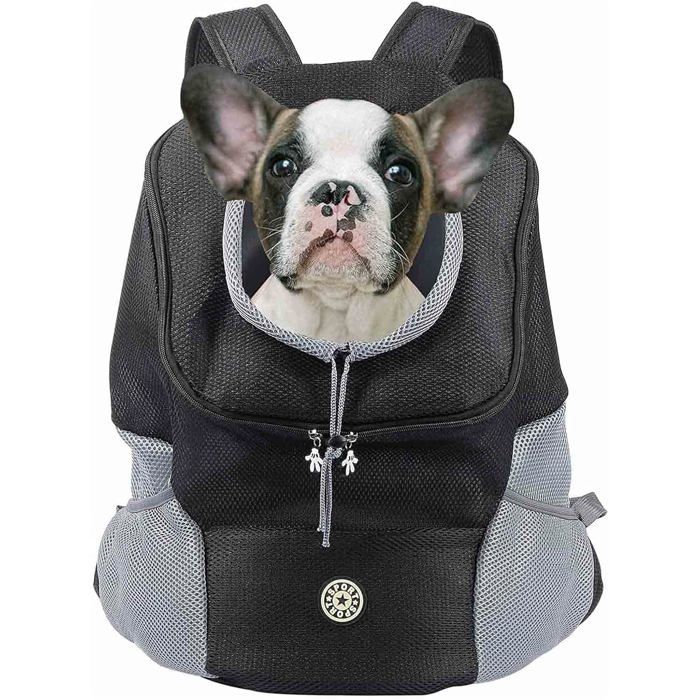 Sac à dos de transport pour chiens et chats de petite et moyenne taille réglable respirant avec fond imperméable (noir)