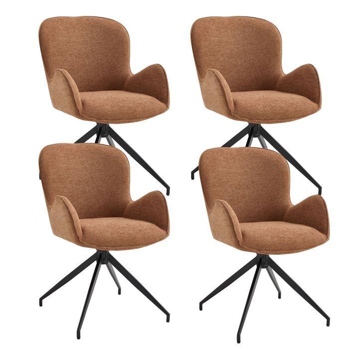 chairus Lot de 4 Chaise de Salle à Manger Fauteuil Pivotant à 360°pour Salon Chaise de Cuisine avec Pieds Métal Chenille Marron