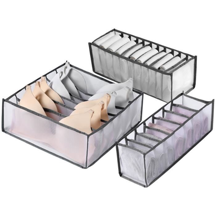 Organisateur tiroir - WANGJIANGDA - Lot de 3 - Nylon - Gris
