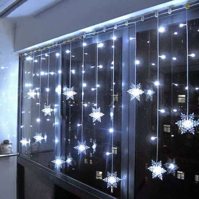 Rideau lumineux flocon 3.5M 96 LED 8 modes blanc froid pour fenêtre Rideau lumineux flocon 3.5M 96 LED 8 modes blanc froid pour fenêtre