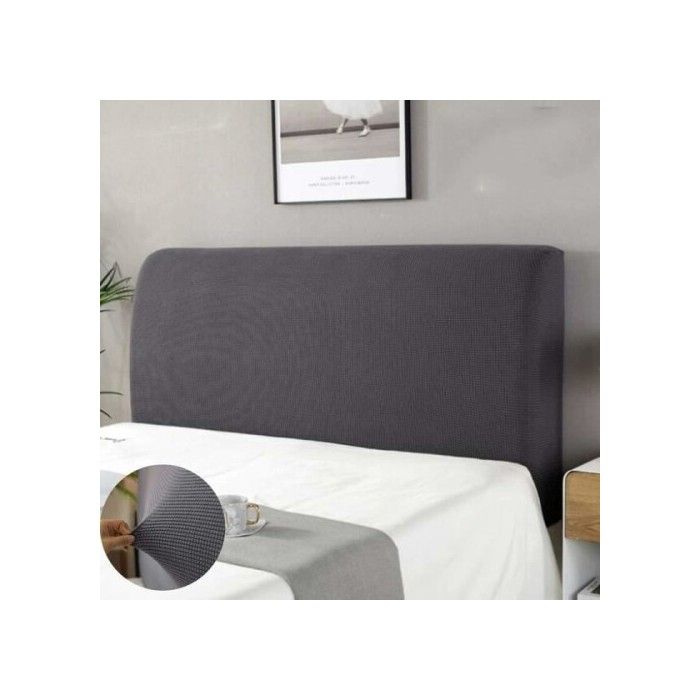 Housse de tête de lit extensible - YYV - Gris - 180 cm - Anti-poussière - Lavable à 30°C - Polyester et élasthanne