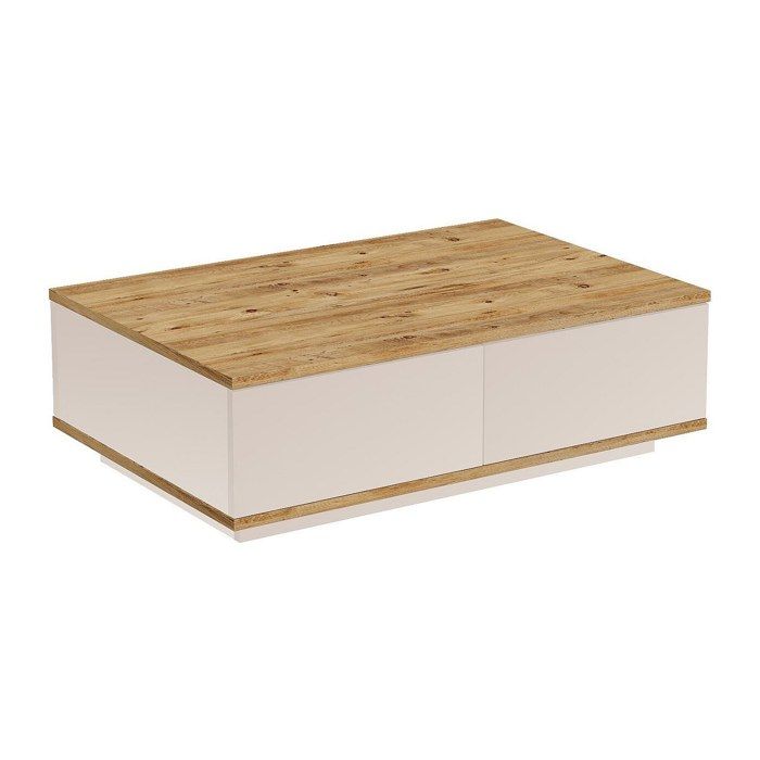 Table basse avec 2 portes - Naturel et Beige - LOTULA