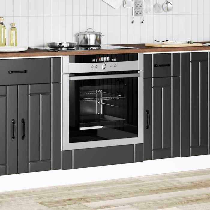 Black Week Armoire rangement - CLARENCE - Vitrine de four - Lucca noir bois dingénierie AA354