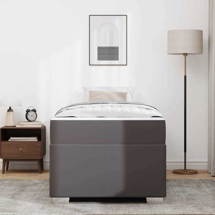 Lit avec matelas - UU - Gris - 90x190 cm - Tissu - Cadre en bois dingénierie - Cadre à lattes - Poids maximal 140 kg