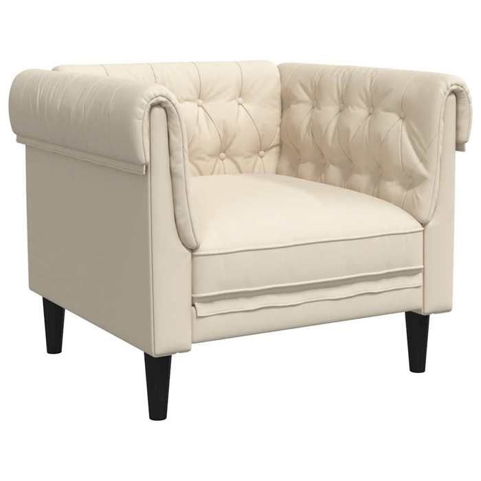 Fauteuil Chesterfield lin - vidaxl - 785x745x745 cm - Crème - Style Chesterfield - Accoudoirs roulés