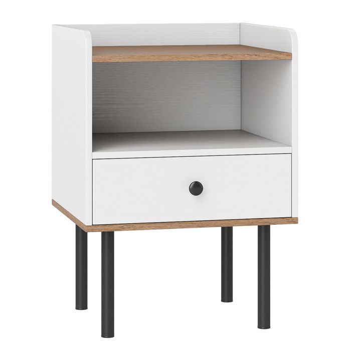 GIANTEX Tables de Chevet Moderne- Table de Nuit- Tiroir- Pieds en Métal- Étagère Ouverte- Salon Chambre- 405 x 35 x 56 cm- Blanc GIANTEX Tables de Chevet Moderne- Table de Nuit- Tiroir- Pieds en Métal- Étagère Ouverte- Salon Chambre- 405 x 35 x 56 cm- Blanc