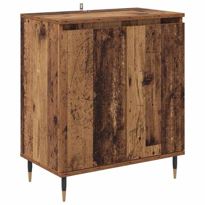 Buffet bois ancien - vidaXL - 60x35x70 cm - Bois dingénierie - 2 portes - Style moderne - Pieds coniques noirs