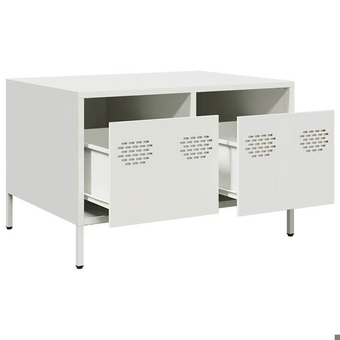 NEUF Armoire TV - Blanc - Meuble TV - TABLE TV - blanc 68x50x43 5 cm - acier laminé à froid TT4942