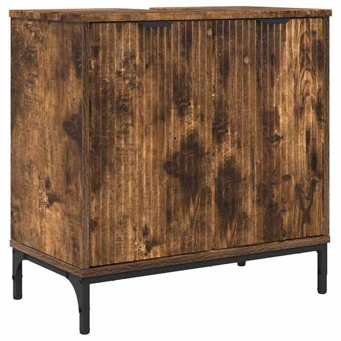 Sarazyj®Meuble de Lavabo de Salle de bain KENNETH - Meuble Colonne salle de bain - Armoire WC - avec stockage Chêne fumé - 887451 Sarazyj®Meuble de Lavabo de Salle de bain KENNETH - Meuble Colonne salle de bain - Armoire WC - avec stockage Chêne fumé - 887451