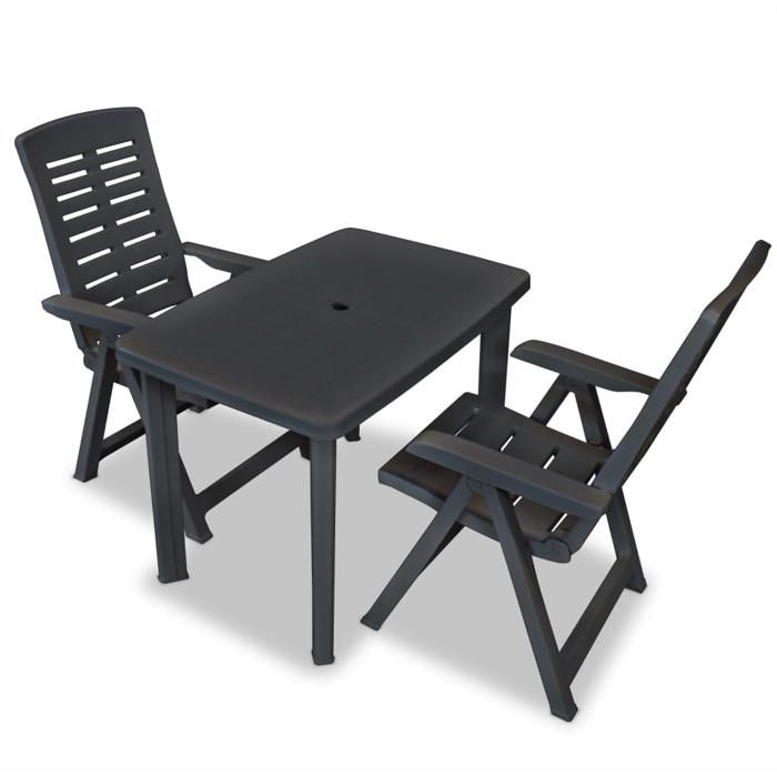 SALE 2026 meuble dextérieur arrière-cour terrasse Anthracite - Ensemble de bistro 3 pcs Plastique Anthracite PRO925547471